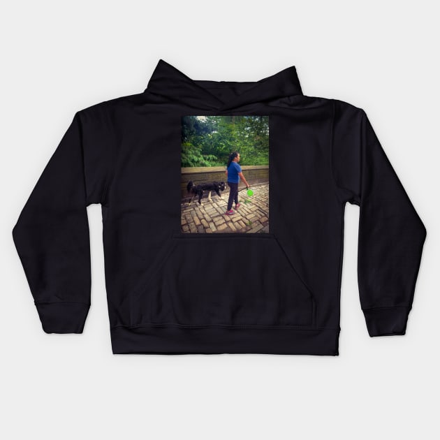 Central Park Dog Walking Manhattan New York City Kids Hoodie by eleonoraingrid